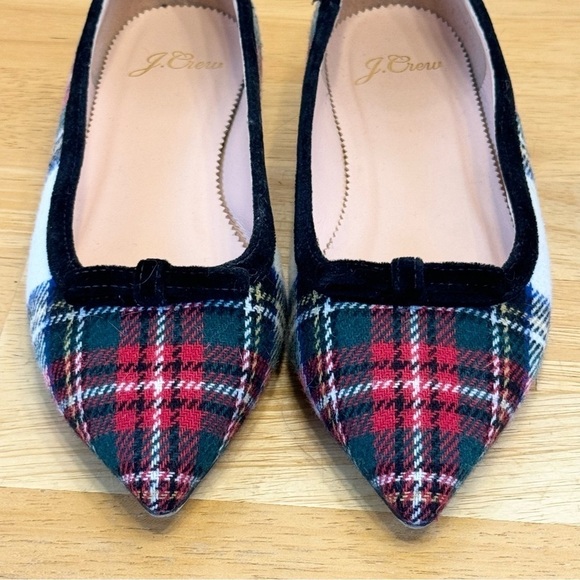 J Crew Pointed Bow Flats Snowy Tartan Plaid - Picture 3 of 9